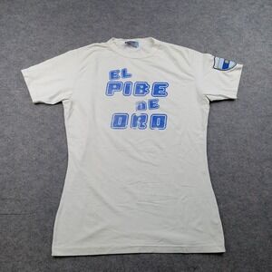 Argentina Soccer Shirt Mens Medium White El Pibe De Oro 10 Babba Italy Maradona